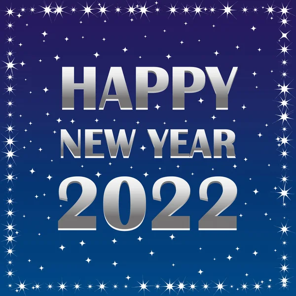 Happy New Year 2022 Blue Silver Vector Greeting Card — Stock Vector