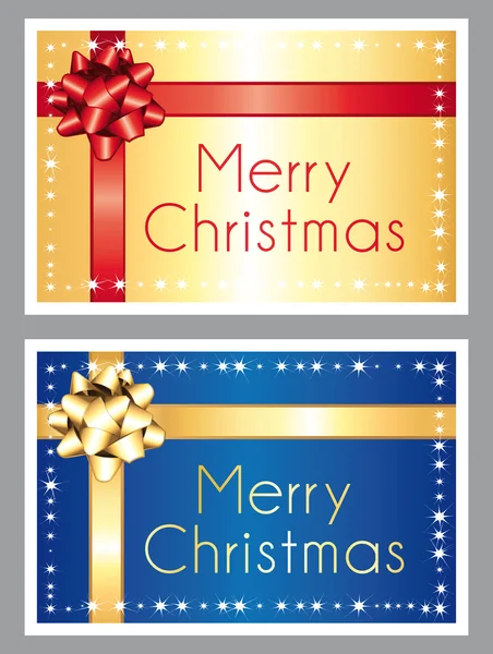 Merry christmas. Blue and gold shiny greeting cards set. — Stock Vector