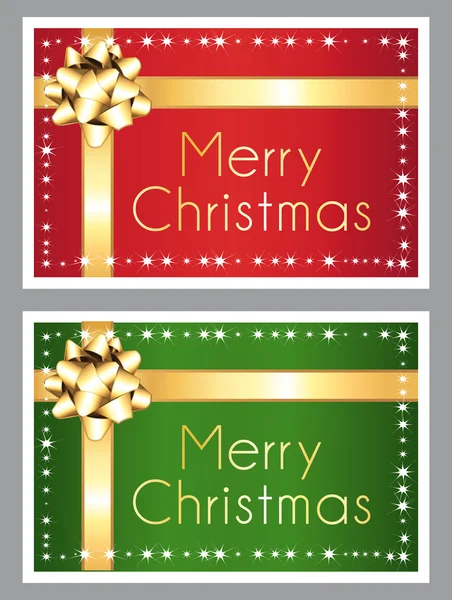 Merry christmas. Red and green shiny greeting cards set. — Stock Vector