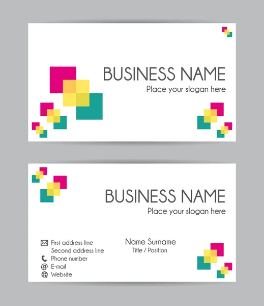 Tarjeta de visita. Diseño plano. Conjunto delantero y trasero II . — Vector de stock