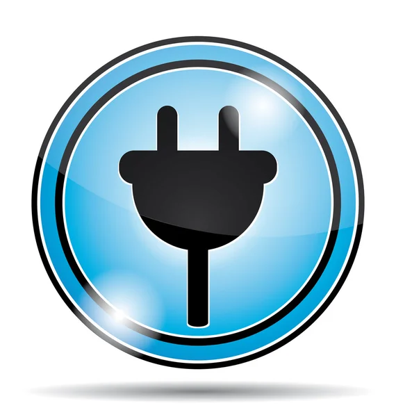 Elektryczne gniazdo niebieską ikonę przycisku. — Wektor stockowy