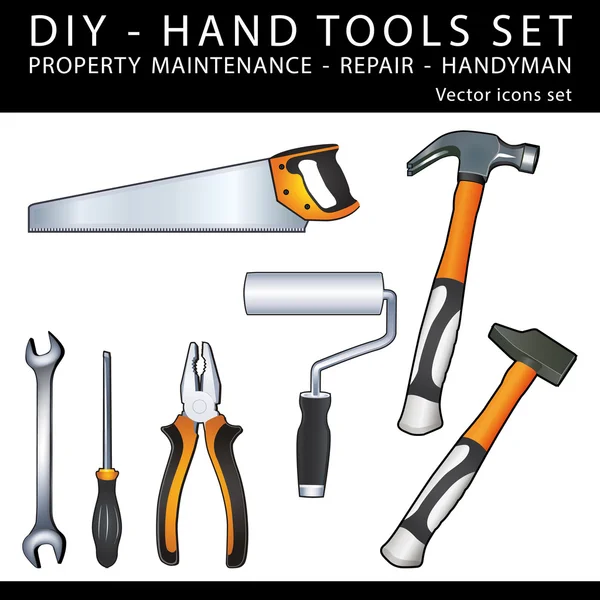DIY Handy tools for property maintenance, repair and handyman work. — Stock Vector