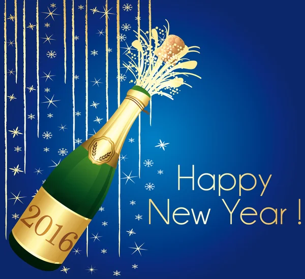 Boldog új évet arany- és kék üdvözlőlap. Vektoros illusztráció. — Stock Vector