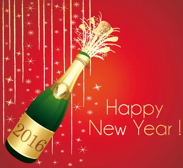 Šťastný nový rok zlaté a červené přání. Vektorové ilustrace. — Stockový vektor