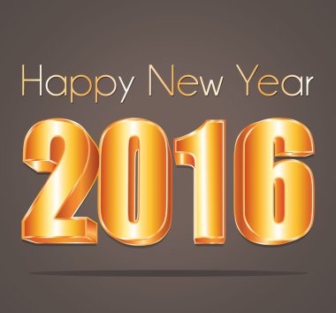 2016 happy New Year zarif tebrik kartı. Bir gri kahverengi vektör zemin üzerine Altın sayılar.