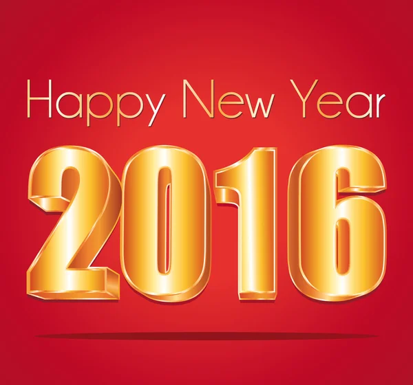 2016 frohes neues Jahr elegante Grußkarte. Goldene Zahlen auf rotem festlichem Vektor-Hintergrund. — Stockvektor