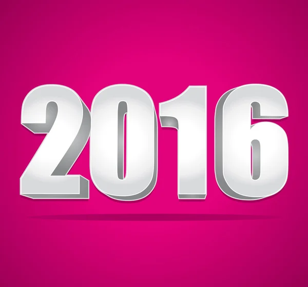 2016 Capodanno 3d numeri d'argento su uno sfondo vettoriale rosa . — Vettoriale Stock