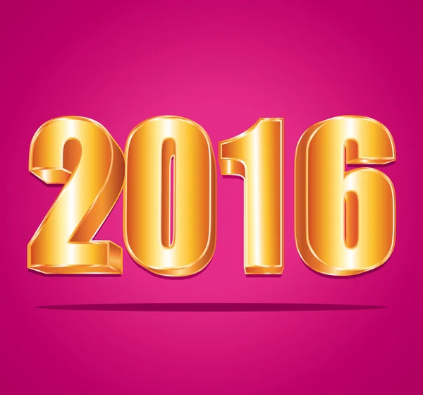 2016 Capodanno numeri d'oro 3d su uno sfondo rosa . — Vettoriale Stock