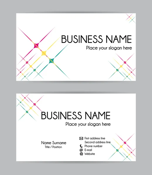 Stars graphic business card design. Front and back. Vector set. — Stock Vector