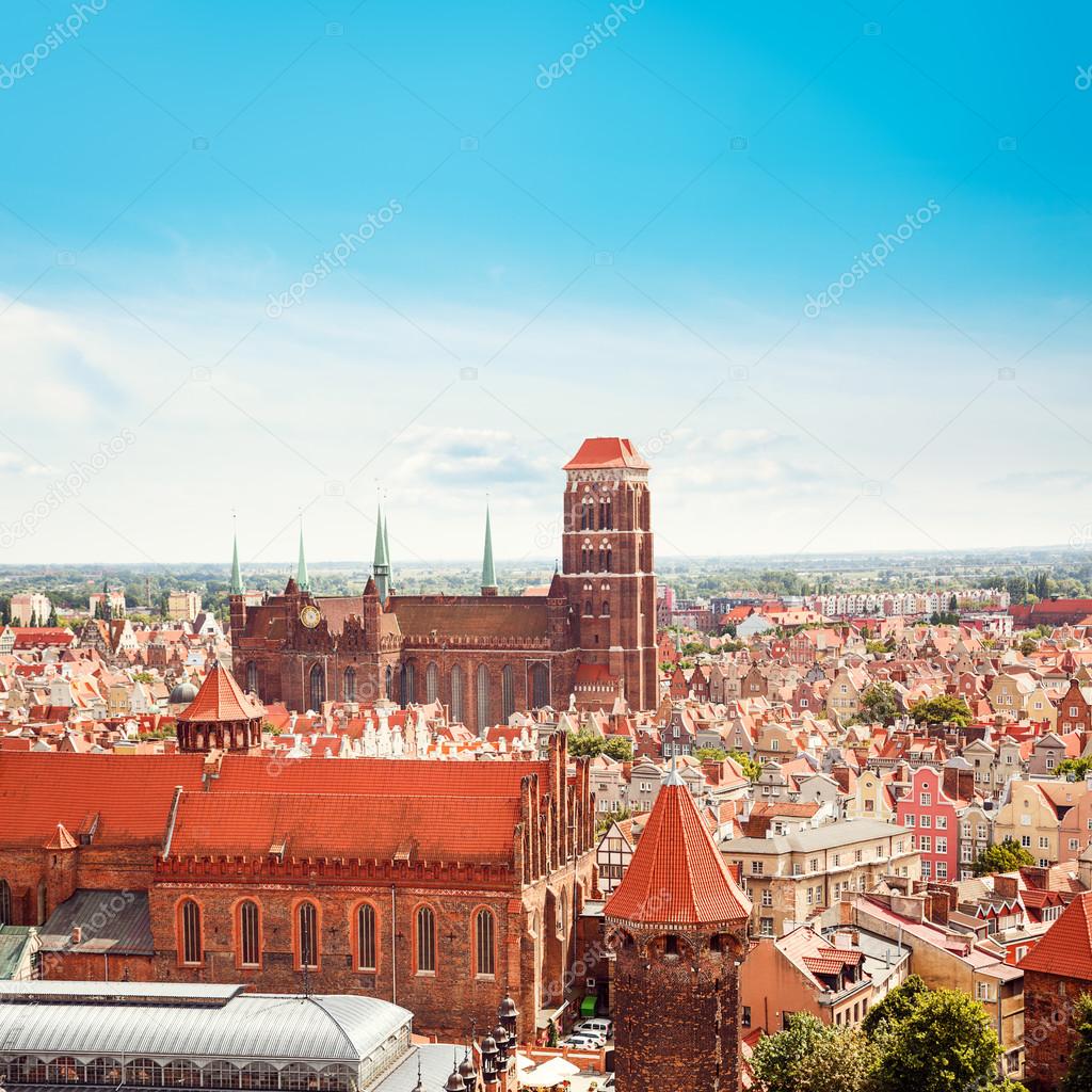 Gdansk Old Town Top View. Poland, Europe.