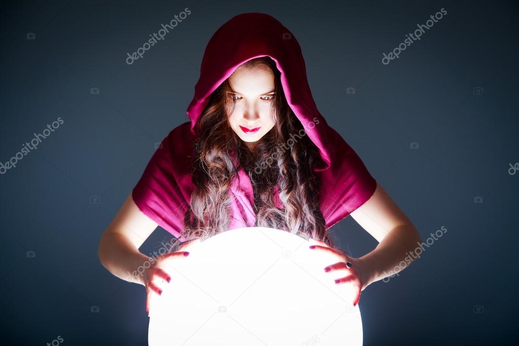 Fortune Teller Looking in a Magic Crystal Ball