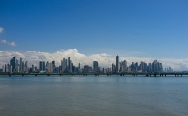 Casco Viejo 'dan Panama City manzarası. 16 Eylül 2021. Panama.
