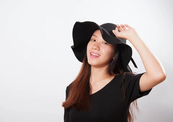 Pretty girl in black dress — Stock Photo, Image