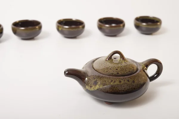 Китайський teaset з білим тлом — стокове фото