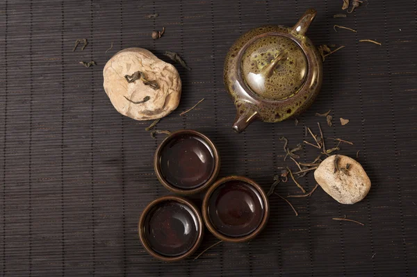 Chinese teaset with stones — Stock Photo, Image