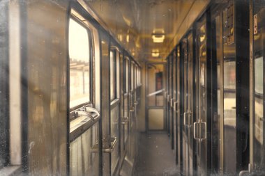 Train interior in retro style clipart