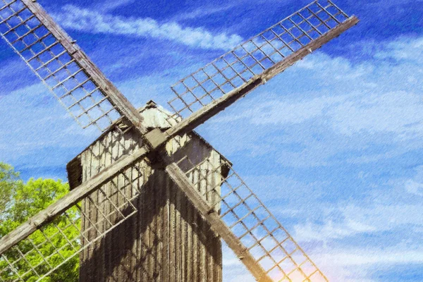 木の古代の風車。エストニアのタリン — ストック写真