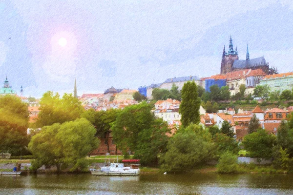 Castelo de Praga sobre o rio Vltava — Fotografia de Stock