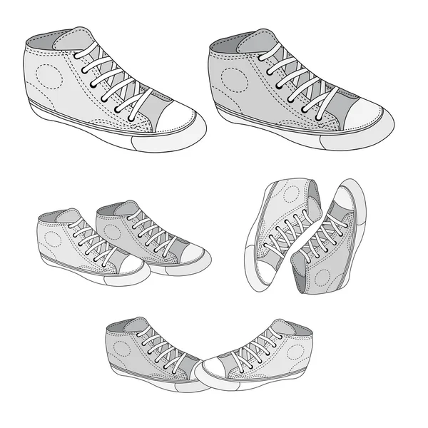 经典运动鞋速写矢量 — 图库矢量图片