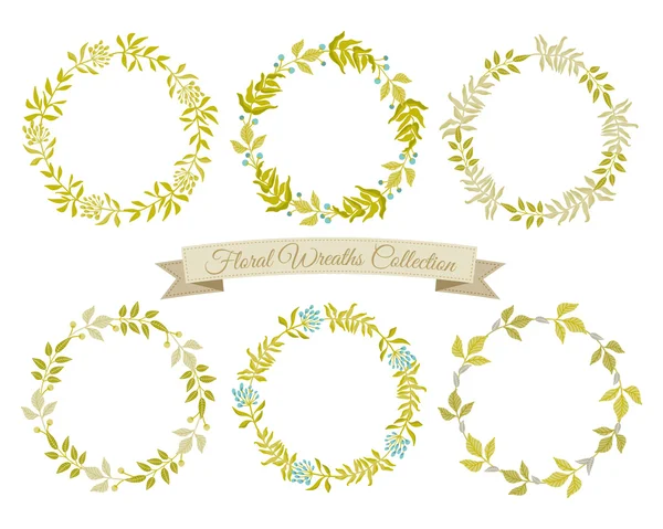 Colección de coronas florales — Vector de stock