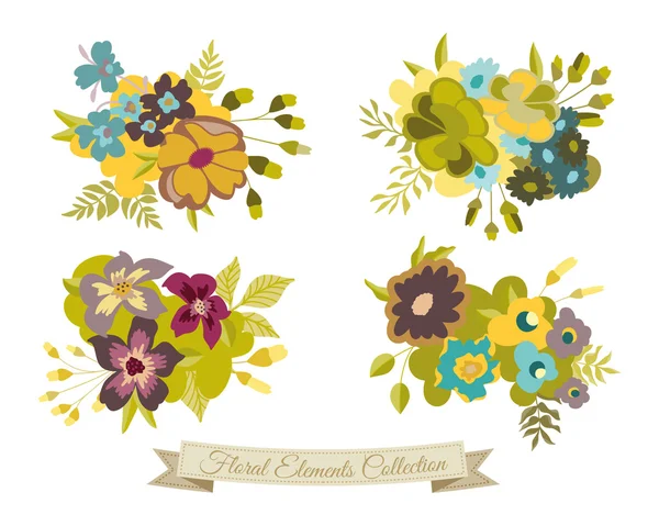 Collection d'éléments floraux — Image vectorielle