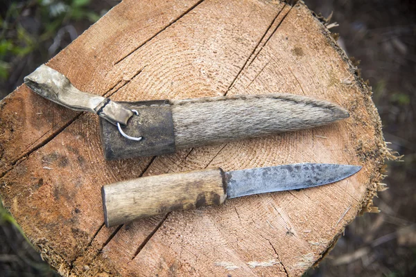 Hunting knife and scabbard — Stock Photo, Image