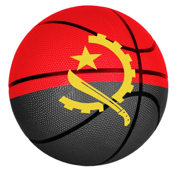 Basketbalový míč s vlajkou Angoly — Stock fotografie