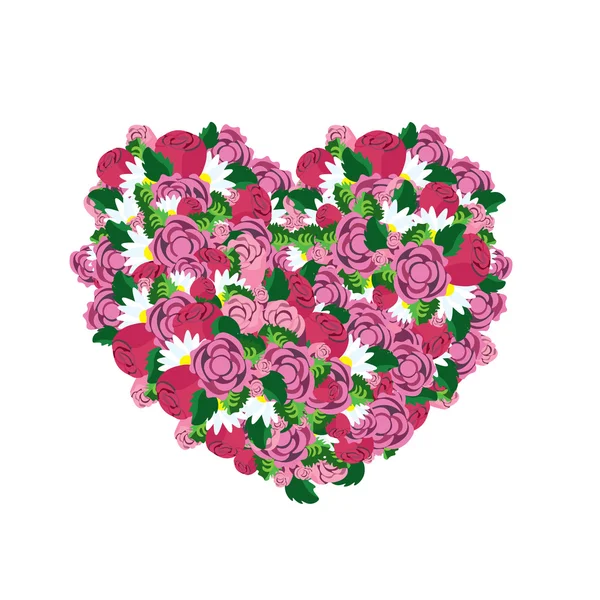 Corazón hecho de flores rosadas — Foto de Stock