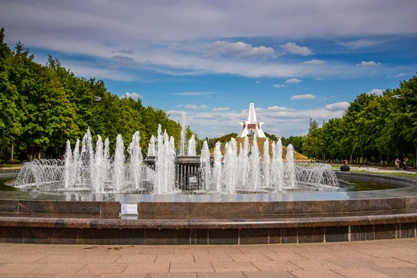 Fuente frente al "Montículo de la Inmortalidad" en Bryansk. Rusia . Fotos De Stock Sin Royalties Gratis