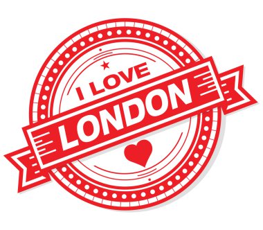 i beyaz arka planda Londra grunge rozeti seviyorum
