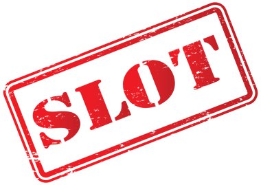 Beyaz üzerinde slot kauçuk damga