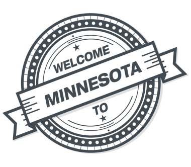 Beyaz arka planda Minnesota grunge rozeti hoş geldiniz