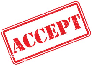 Beyaz üzerinde kauçuk damga kabul