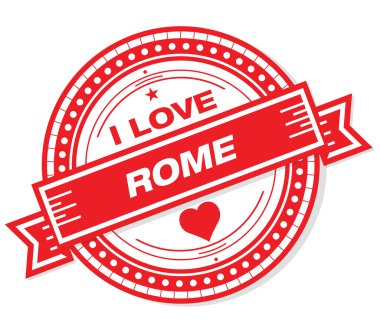 i beyaz arka planda Roma grunge rozeti seviyorum