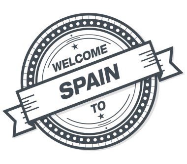 Beyaz arka planda İspanya grunge rozeti hoş geldiniz