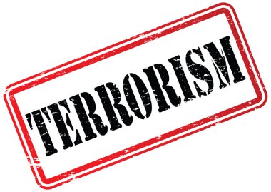 Beyaz üzerinde terörizm kauçuk damga