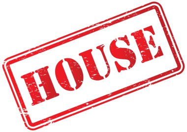 Beyaz üzerinde ev kauçuk damga