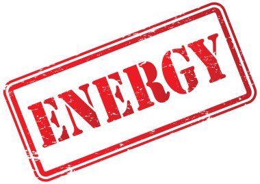 Beyaz üzerinde enerji kauçuk damga