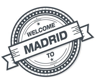 Beyaz arka planda Madrid grunge rozeti hoş geldiniz