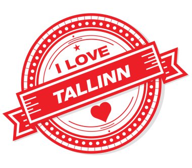 i beyaz arka planda Tallinn grunge rozeti seviyorum