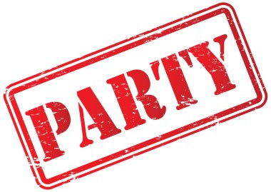 Beyaz üzerinde parti kauçuk damga