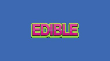 mavi arka planda yenilebilir renkli kelime