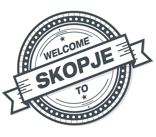 Willkommen Bei Skopje Grunge Badge Auf Weißem Hintergrund — Stockfoto