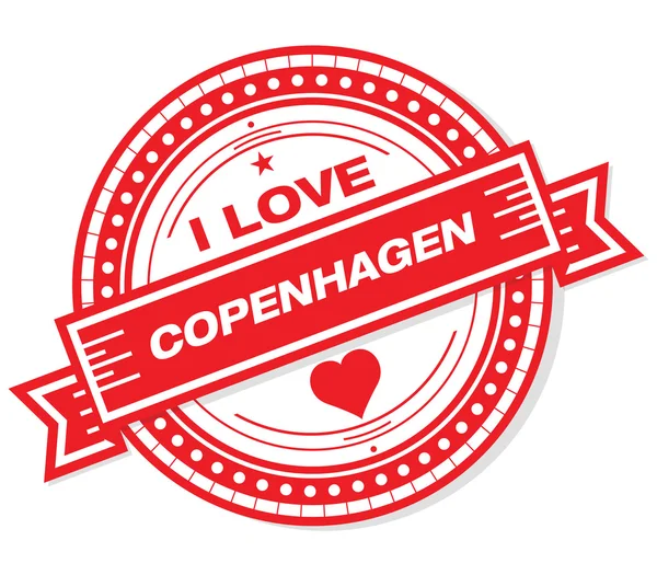 Beyaz Arka Planda Kopenhag Grunge Rozeti Seviyorum — Stok fotoğraf