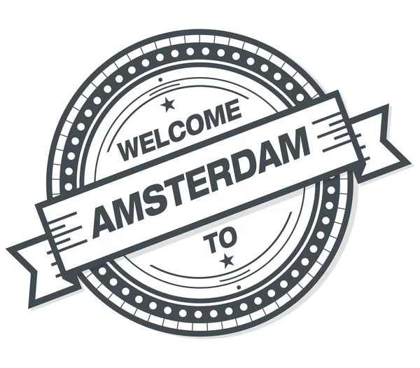 Bem Vindo Emblema Amsterdam Grunge Fundo Branco — Fotografia de Stock