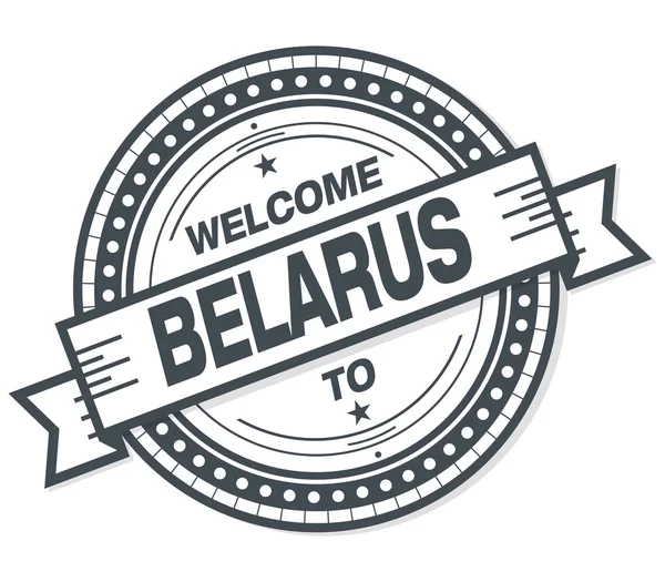 Bem Vindo Emblema Belarus Grunge Fundo Branco — Fotografia de Stock