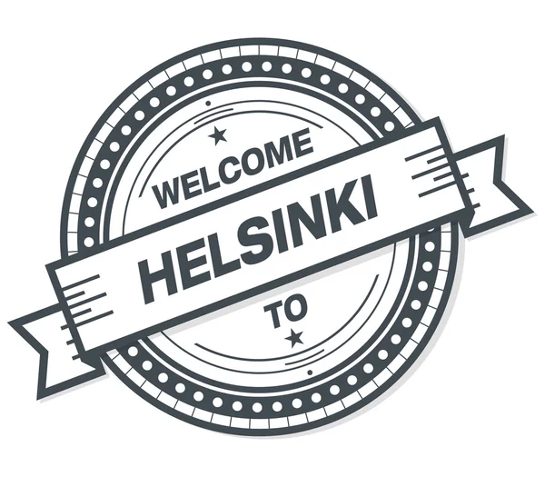 Bem Vindo Emblema Helsinki Grunge Fundo Branco — Fotografia de Stock