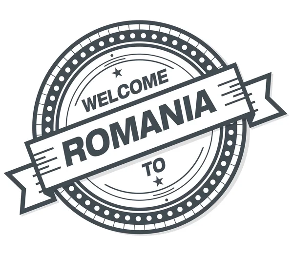Üdvözöljük Romániai Grunge Jelvény Fehér Háttér — Stock Fotó
