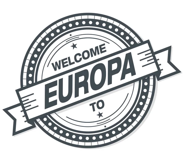 Bem Vindo Emblema Grunge Europa Fundo Branco — Fotografia de Stock