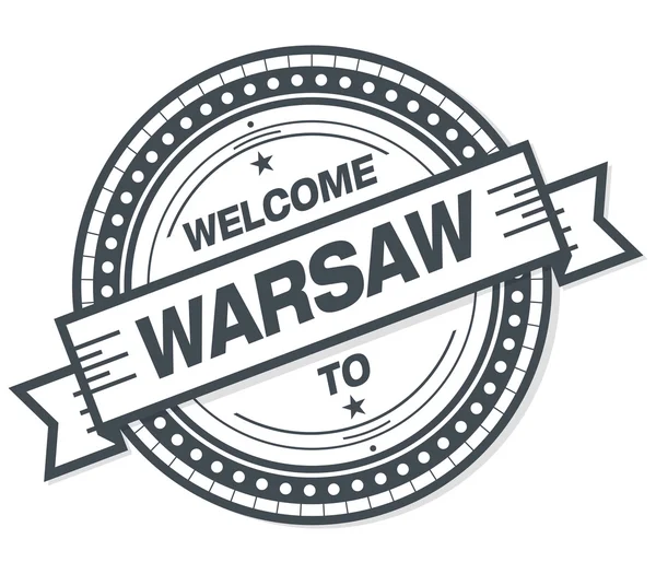 Vítejte Varšavském Grunge Placku Bílém Pozadí — Stock fotografie